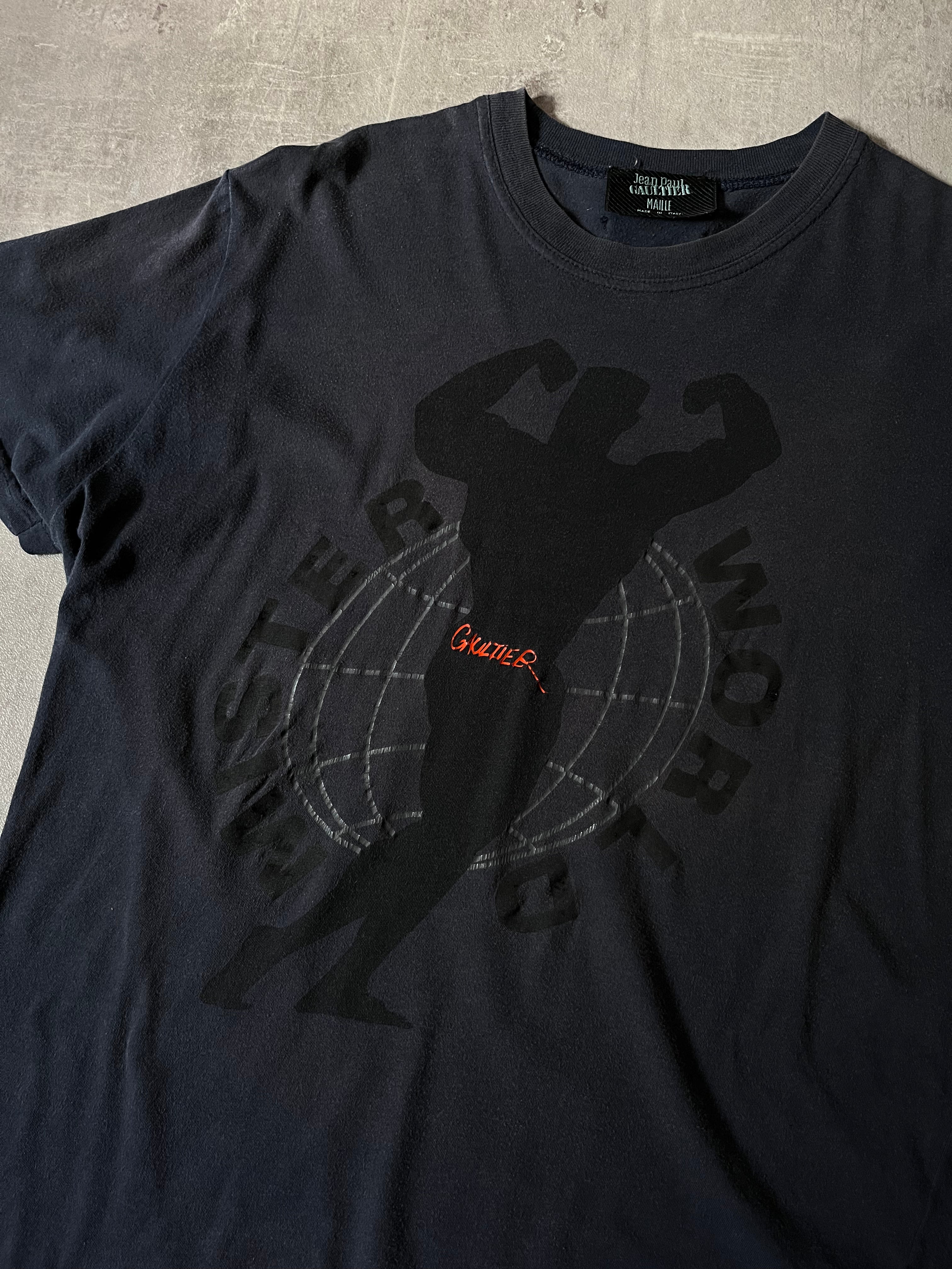 S/S 1992 Jean Paul Gaultier "Mister World" Graphic T-shirt Navy Men - M