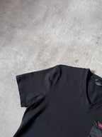 Prada Red Tab Nylon Pocket V-Neck T-shirt Black Men - S