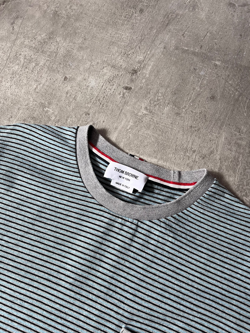 Thom Browne Striped Pocket T-shirt Blue Black Grey Men - XL