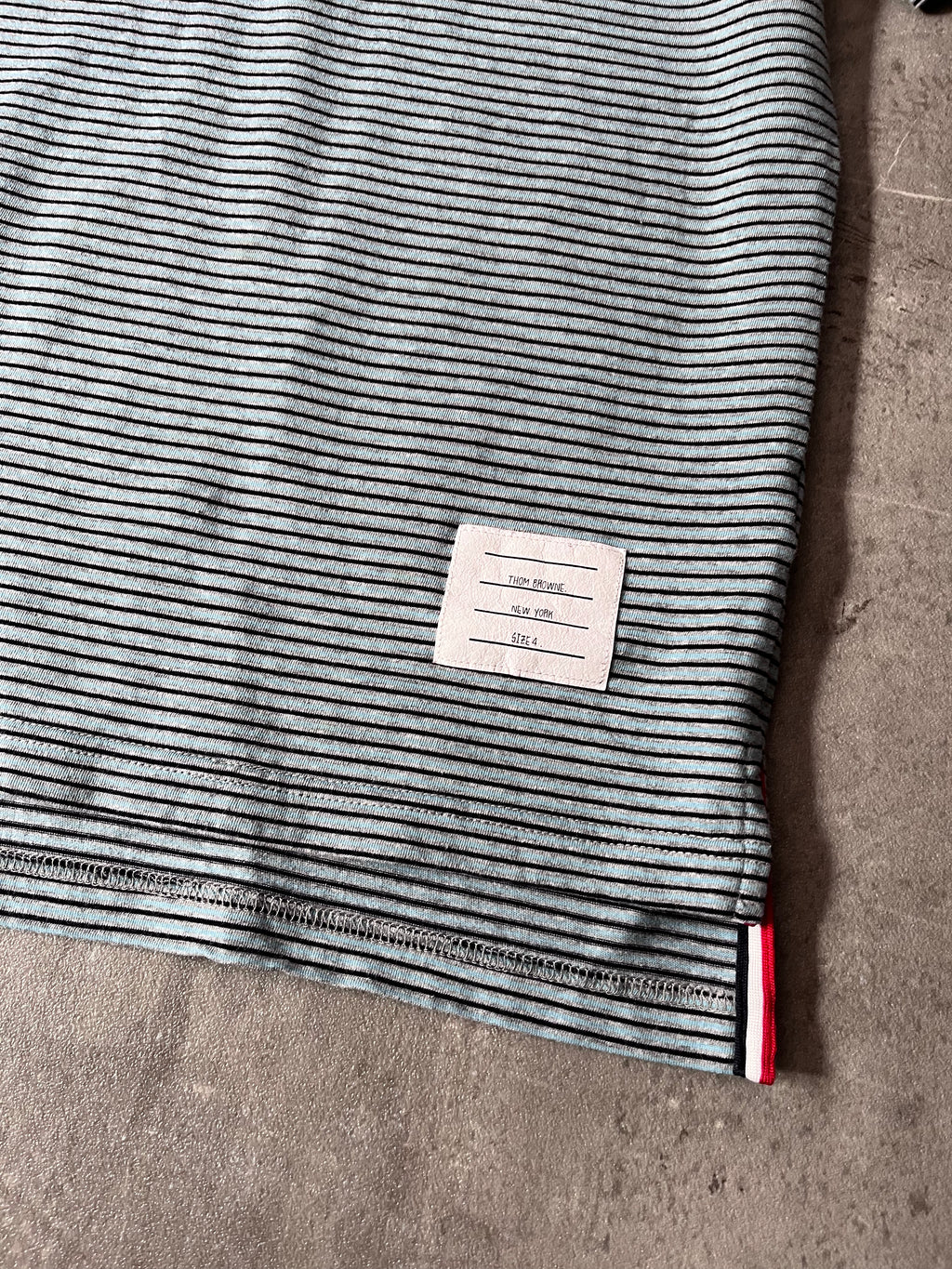 Thom Browne Striped Pocket T-shirt Blue Black Grey Men - XL