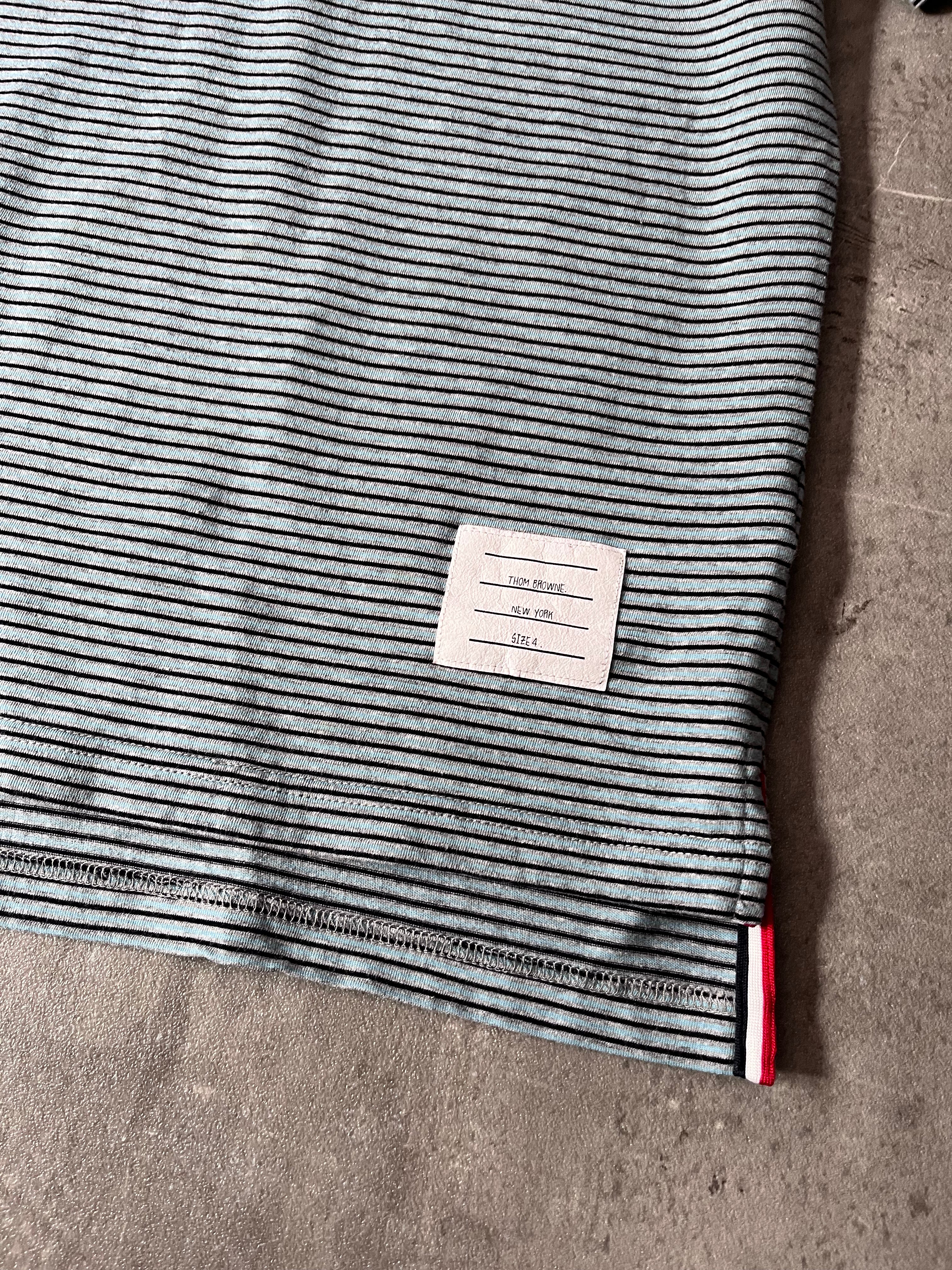 Thom Browne Striped Pocket T-shirt Blue Black Grey Men - XL