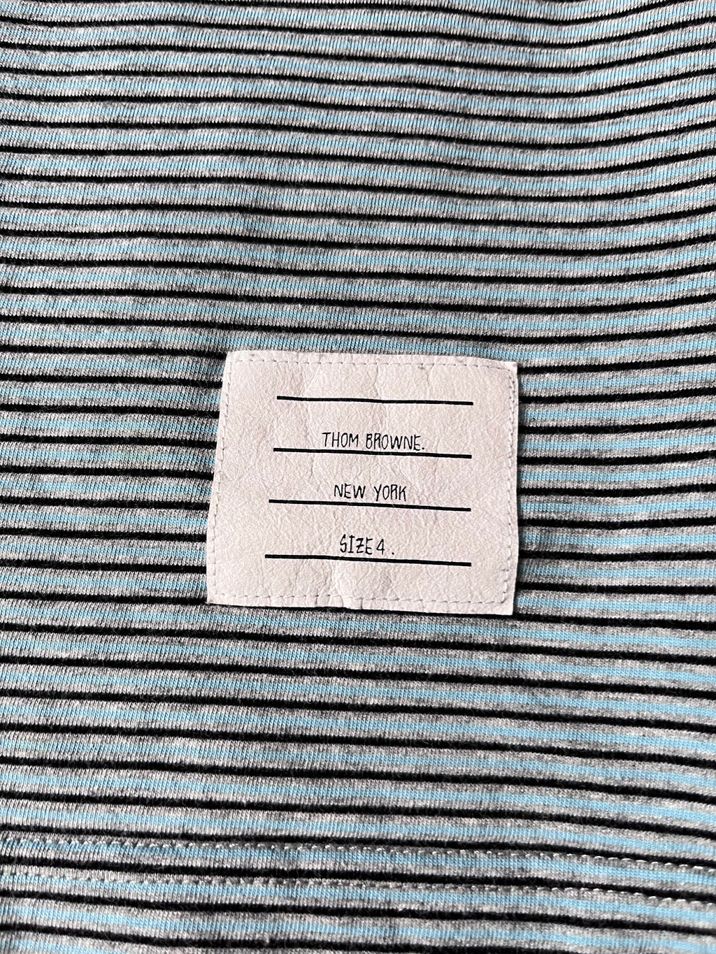 Thom Browne Striped Pocket T-shirt Blue Black Grey Men - XL