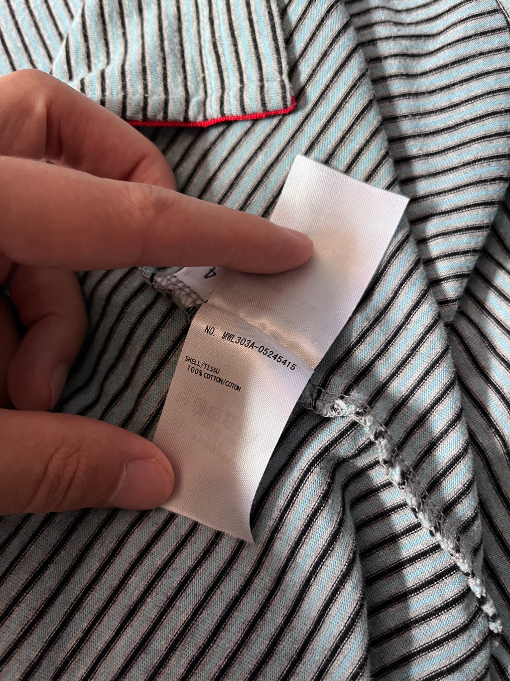 Thom Browne Striped Pocket T-shirt Blue Black Grey Men - XL