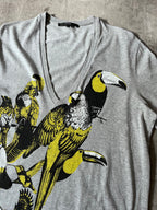 S/S 2009 Gucci Birds Toocan V-Neck T-shirt Grey Men - XL