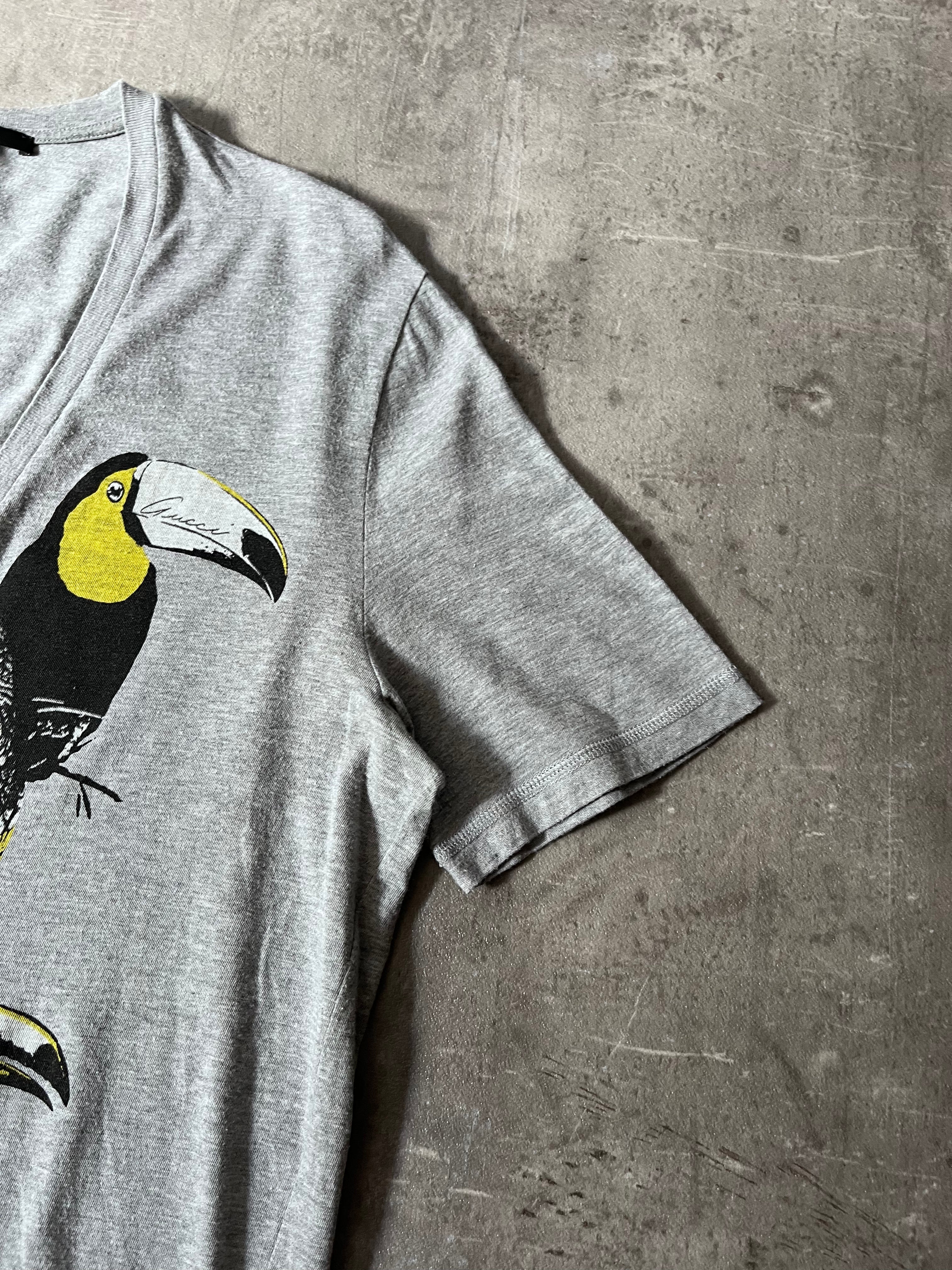 S/S 2009 Gucci Birds Toocan V-Neck T-shirt Grey Men - XL