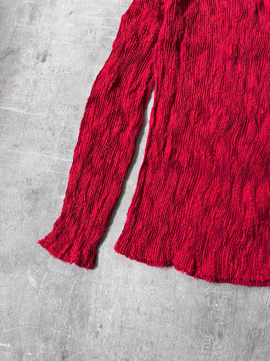 Issey Miyake 90s Pleats Please Turtleneck Long Sleeve Red Unisex - L