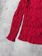 Issey Miyake 90s Pleats Please Turtleneck Long Sleeve Red Unisex - L