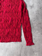 Issey Miyake 90s Pleats Please Turtleneck Long Sleeve Red Unisex - L