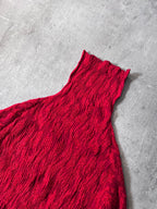 Issey Miyake 90s Pleats Please Turtleneck Long Sleeve Red Unisex - L