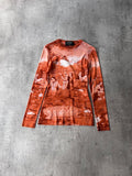 S/S 1994 Jean Paul Gaultier Krishna & The Opis Mesh Top Long Sleeve Orange Unisex - S