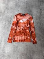 S/S 1994 Jean Paul Gaultier Krishna & The Opis Mesh Top Long Sleeve Orange Unisex - S