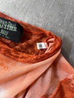 S/S 1994 Jean Paul Gaultier Krishna & The Opis Mesh Top Long Sleeve Orange Unisex - S