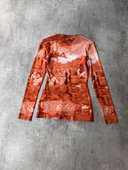 S/S 1994 Jean Paul Gaultier Krishna & The Opis Mesh Top Long Sleeve Orange Unisex - S