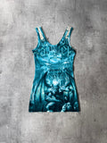 S/S 2001 Jean Paul Gaultier "Satan" Tatto Mesh Top Tank Top Blue - L