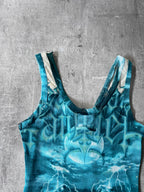 S/S 2001 Jean Paul Gaultier "Satan" Tatto Mesh Top Tank Top Blue - L