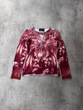 S/S 2001 Jean Paul Gaultier "Satan" Tatto Long Sleeve Red Unisex - M