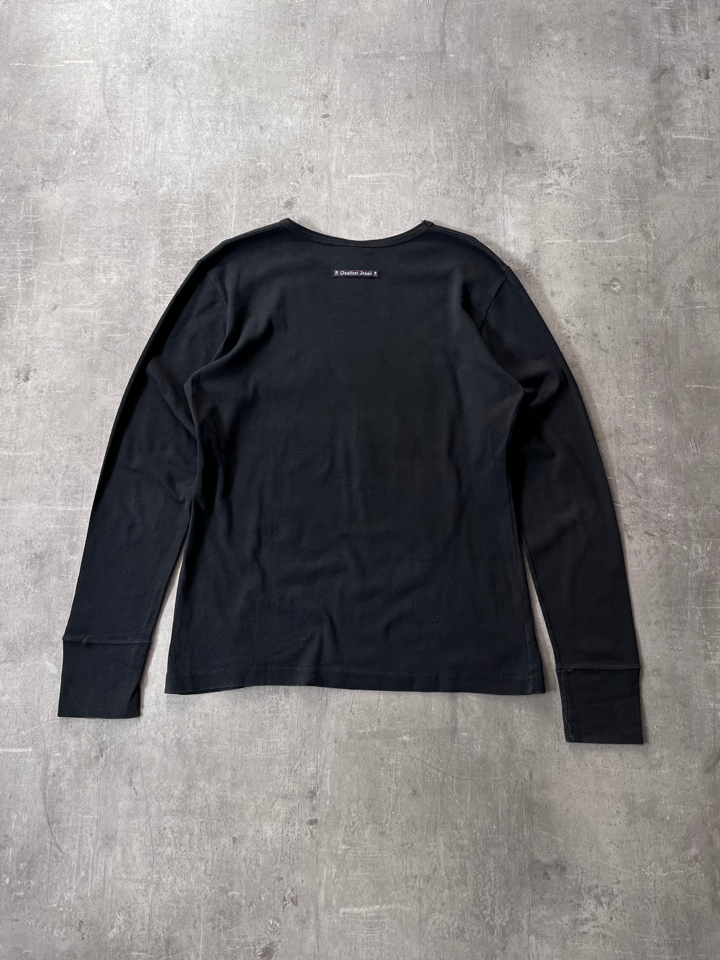 Jean Paul Gaultier Vintage Face Print Long Sleeve Black Men - M