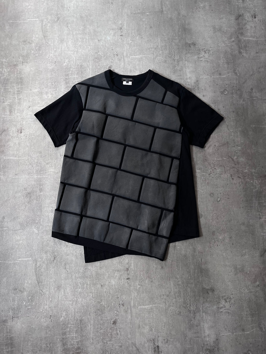 2018 Comme des Garcons Homme Plus Asymmetrical Brick T-shirt Black Grey Men - S