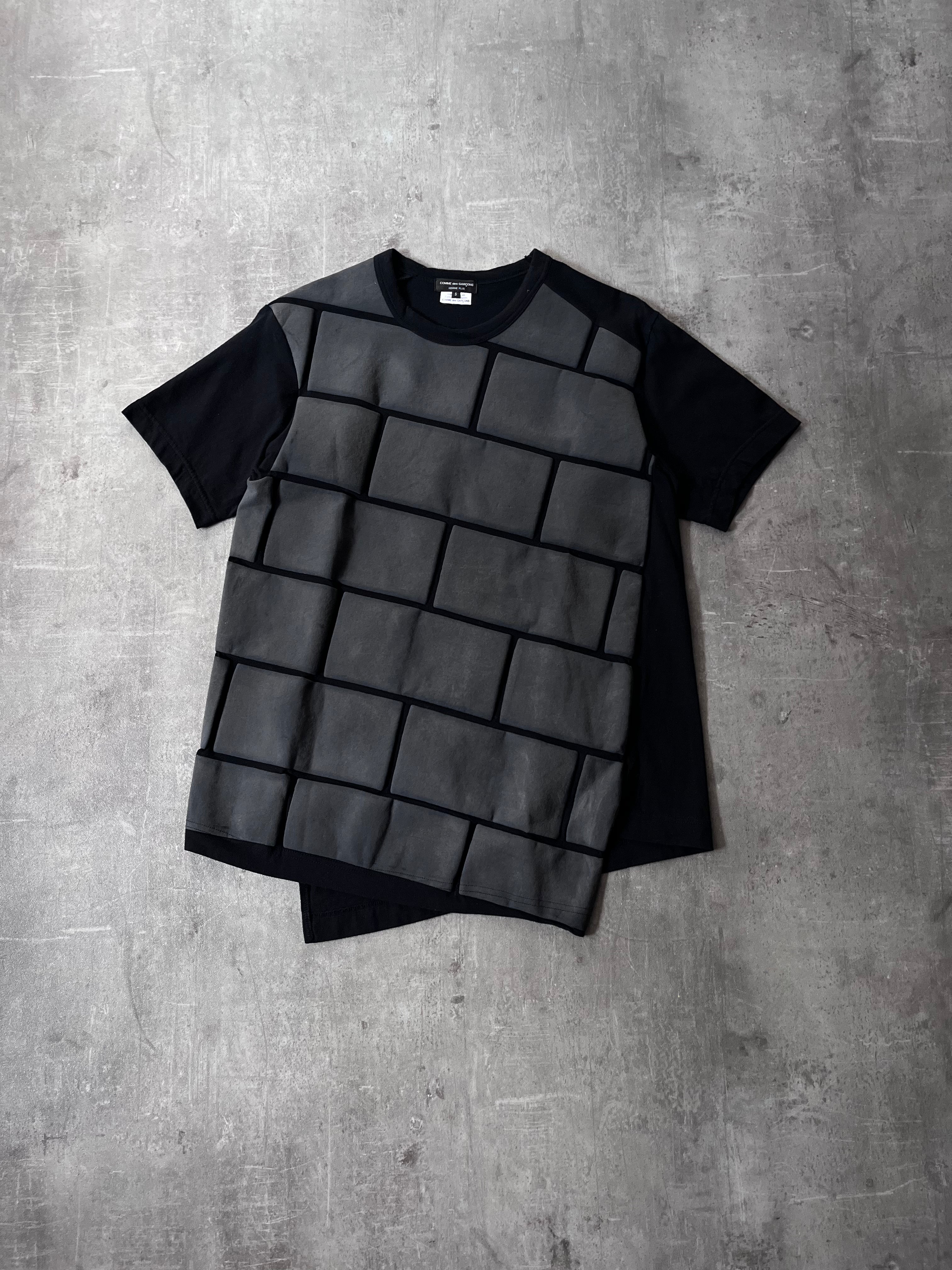 2018 Comme des Garcons Homme Plus Asymmetrical Brick T-shirt Black Grey Men - S