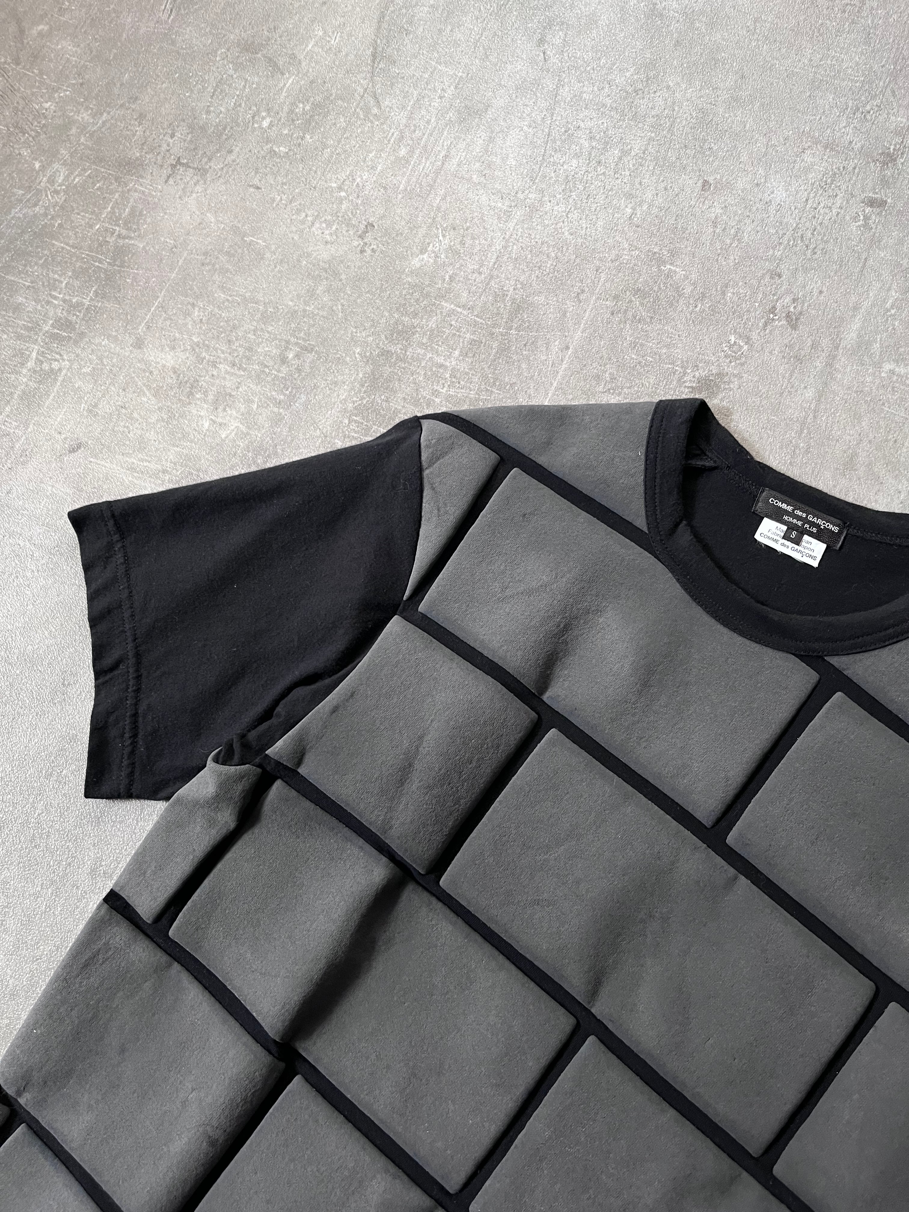 2018 Comme des Garcons Homme Plus Asymmetrical Brick T-shirt Black Grey Men - S