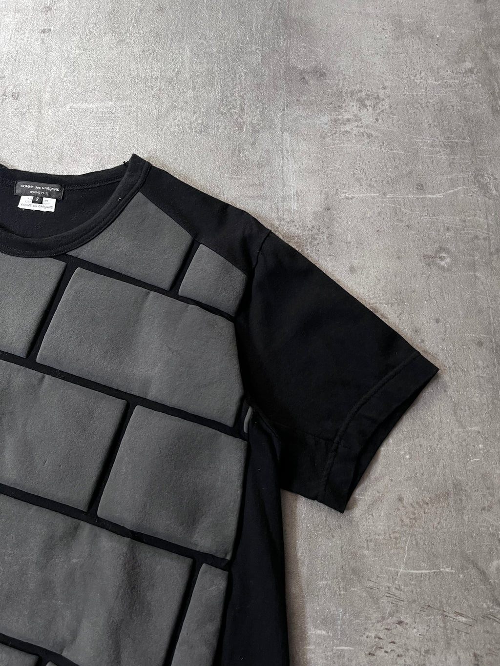 2018 Comme des Garcons Homme Plus Asymmetrical Brick T-shirt Black Grey Men - S
