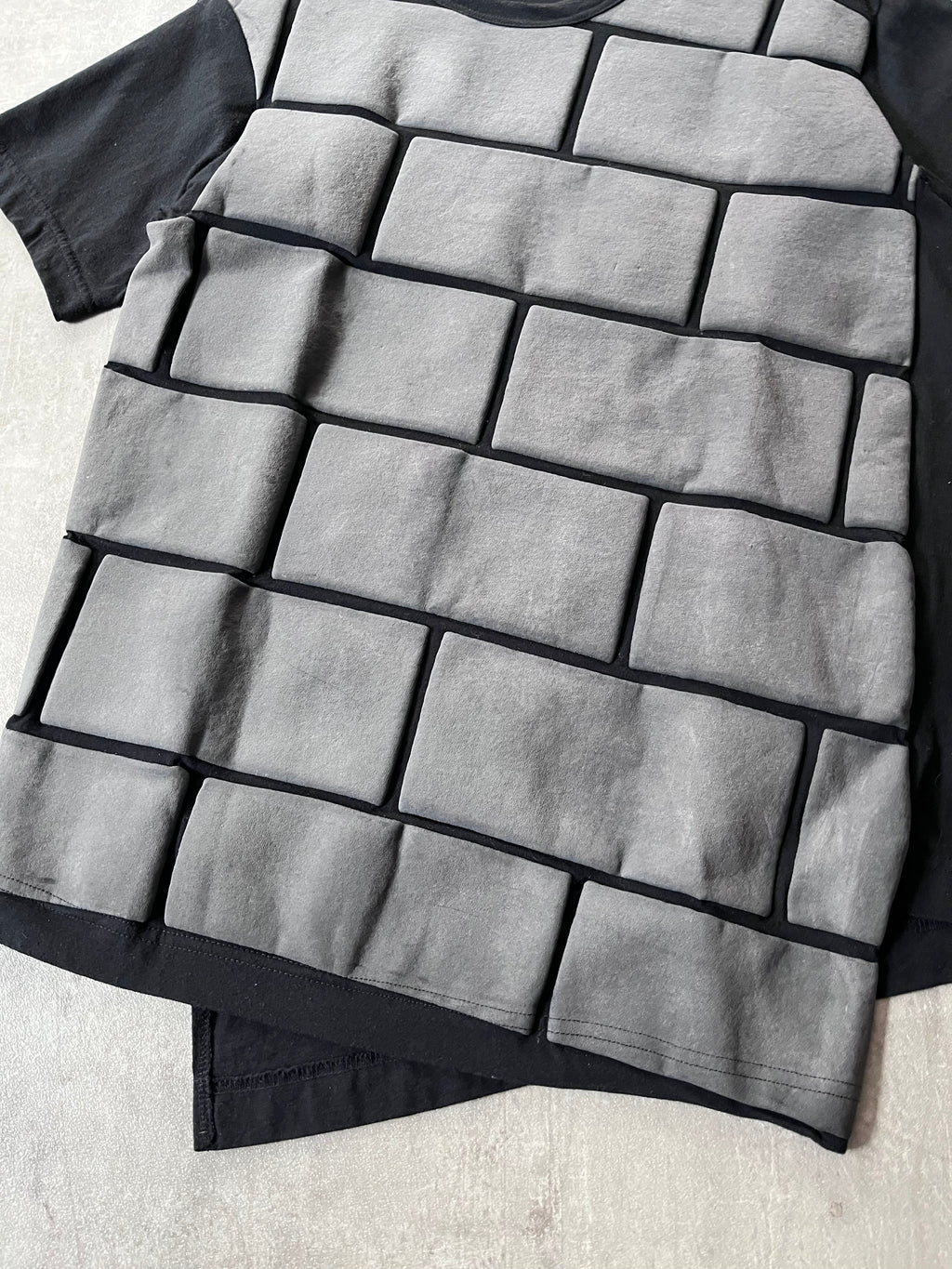2018 Comme des Garcons Homme Plus Asymmetrical Brick T-shirt Black Grey Men - S