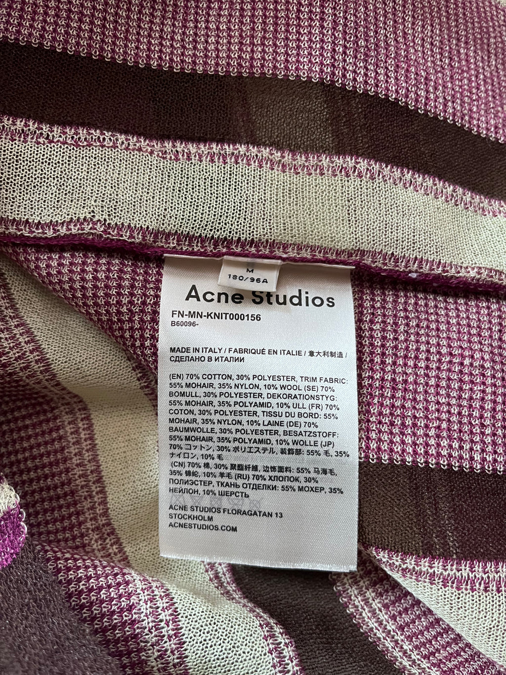 Acne Studios Striped Wool Mohair Tank Top Multicolor Men - M