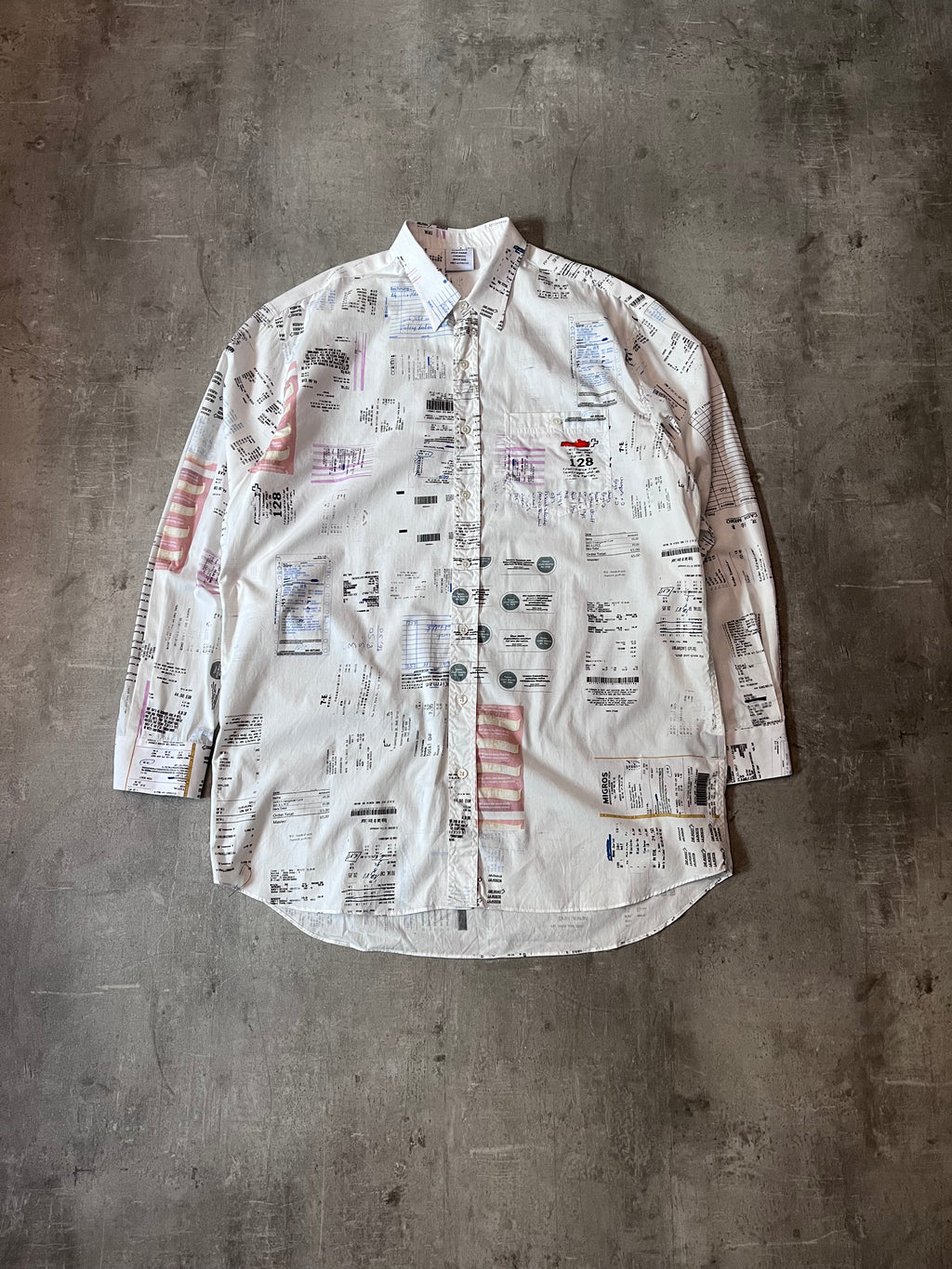F/W 2019 Vetements Receipt All Over Print Shirt White Men - M