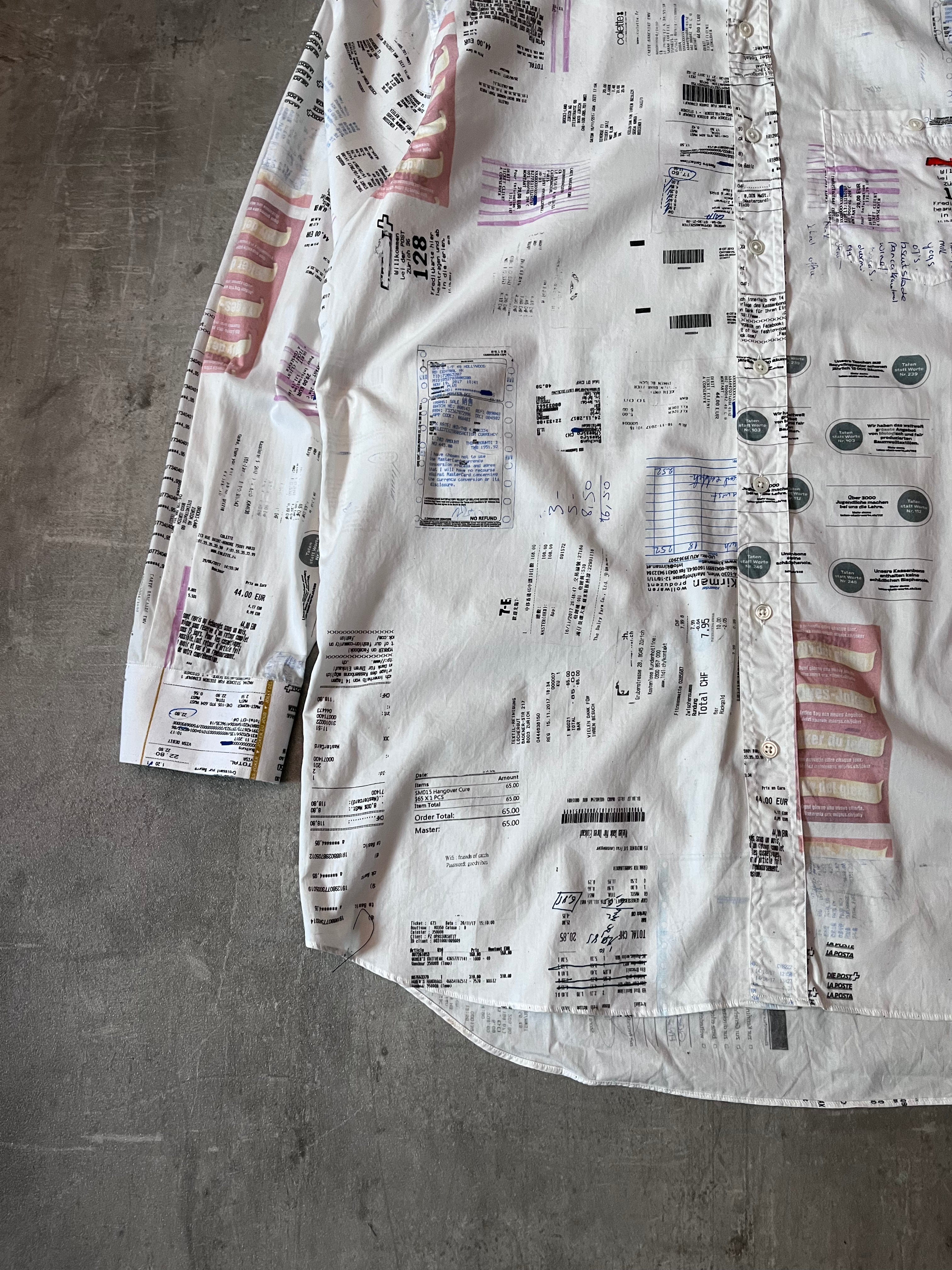 F/W 2019 Vetements Receipt All Over Print Shirt White Men - M
