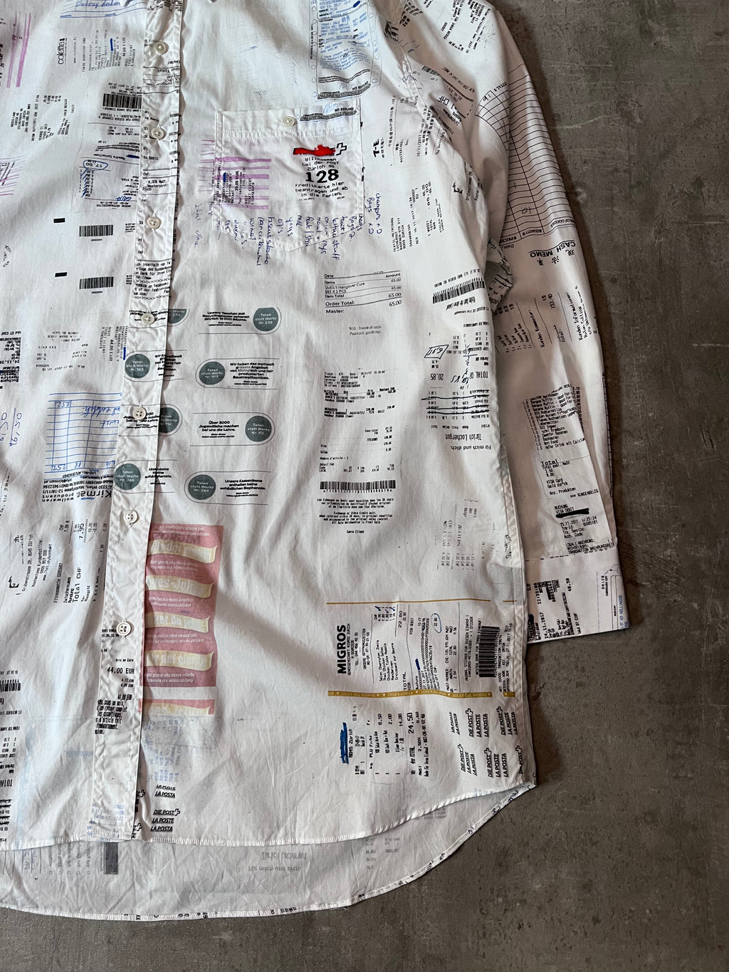 F/W 2019 Vetements Receipt All Over Print Shirt White Men - M