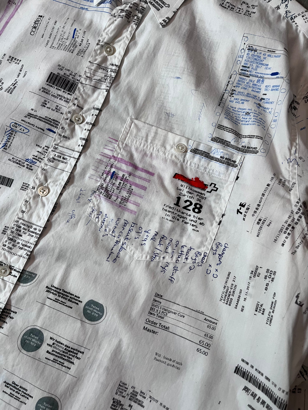F/W 2019 Vetements Receipt All Over Print Shirt White Men - M