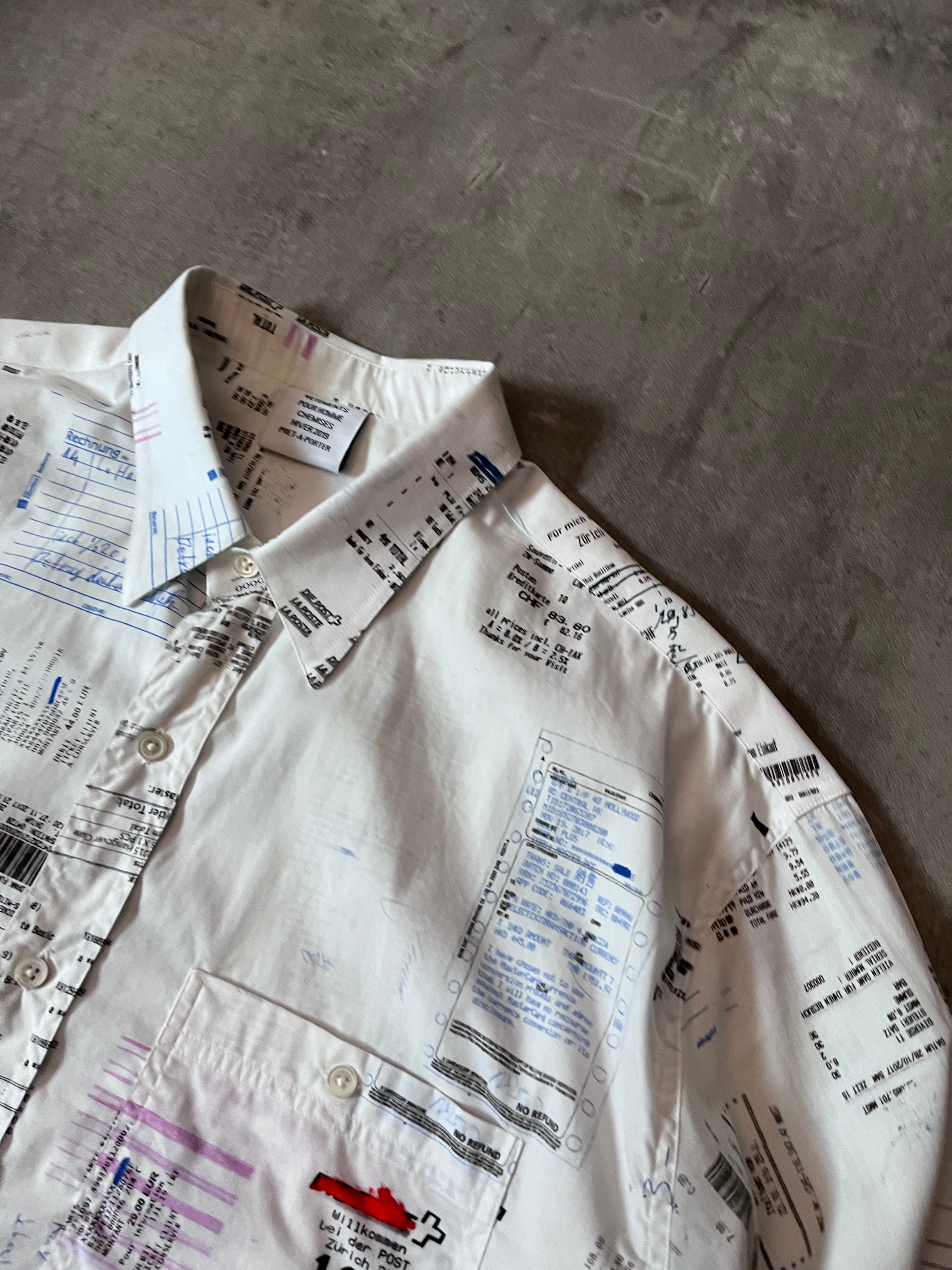F/W 2019 Vetements Receipt All Over Print Shirt White Men - M