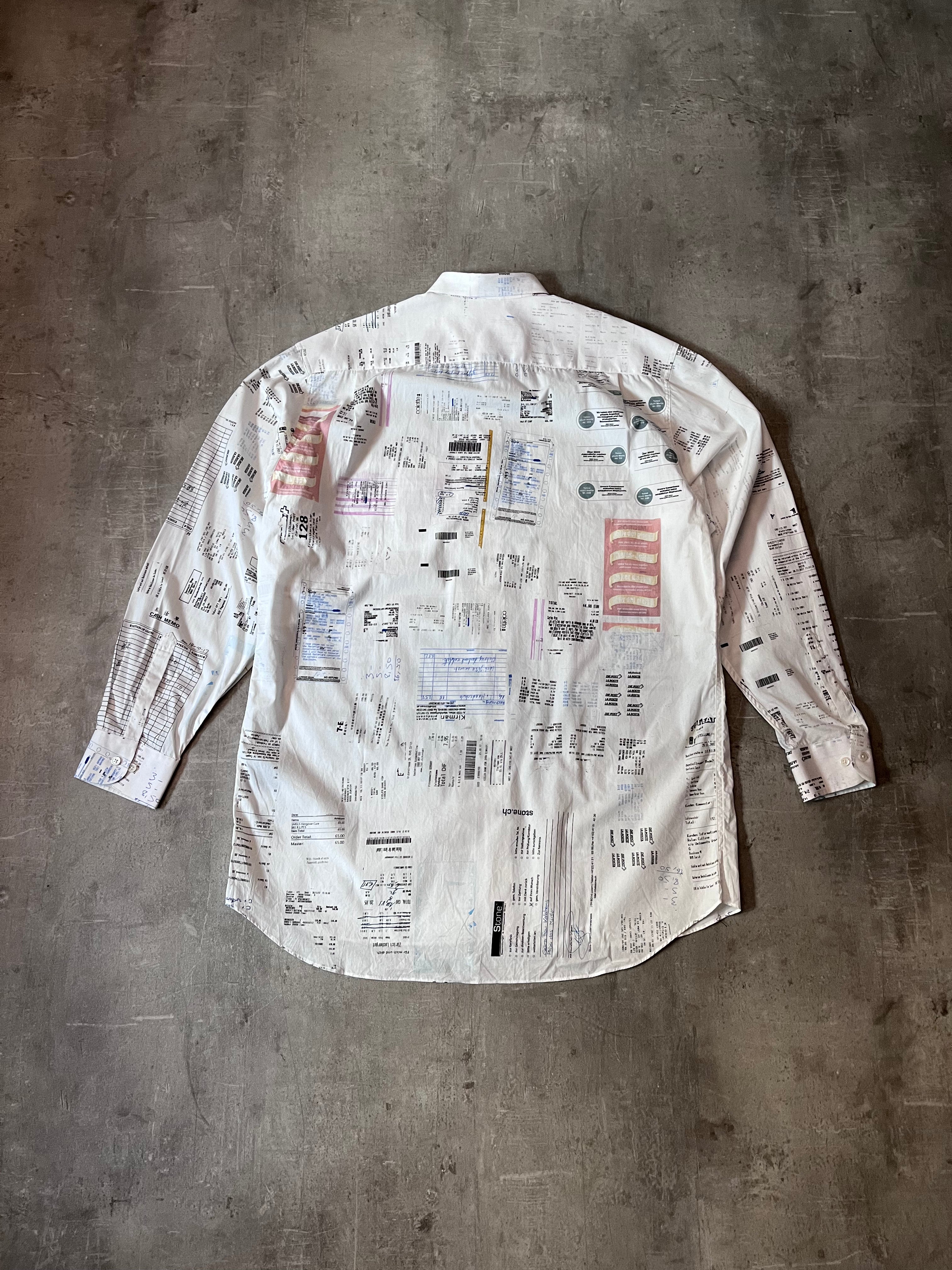 F/W 2019 Vetements Receipt All Over Print Shirt White Men - M