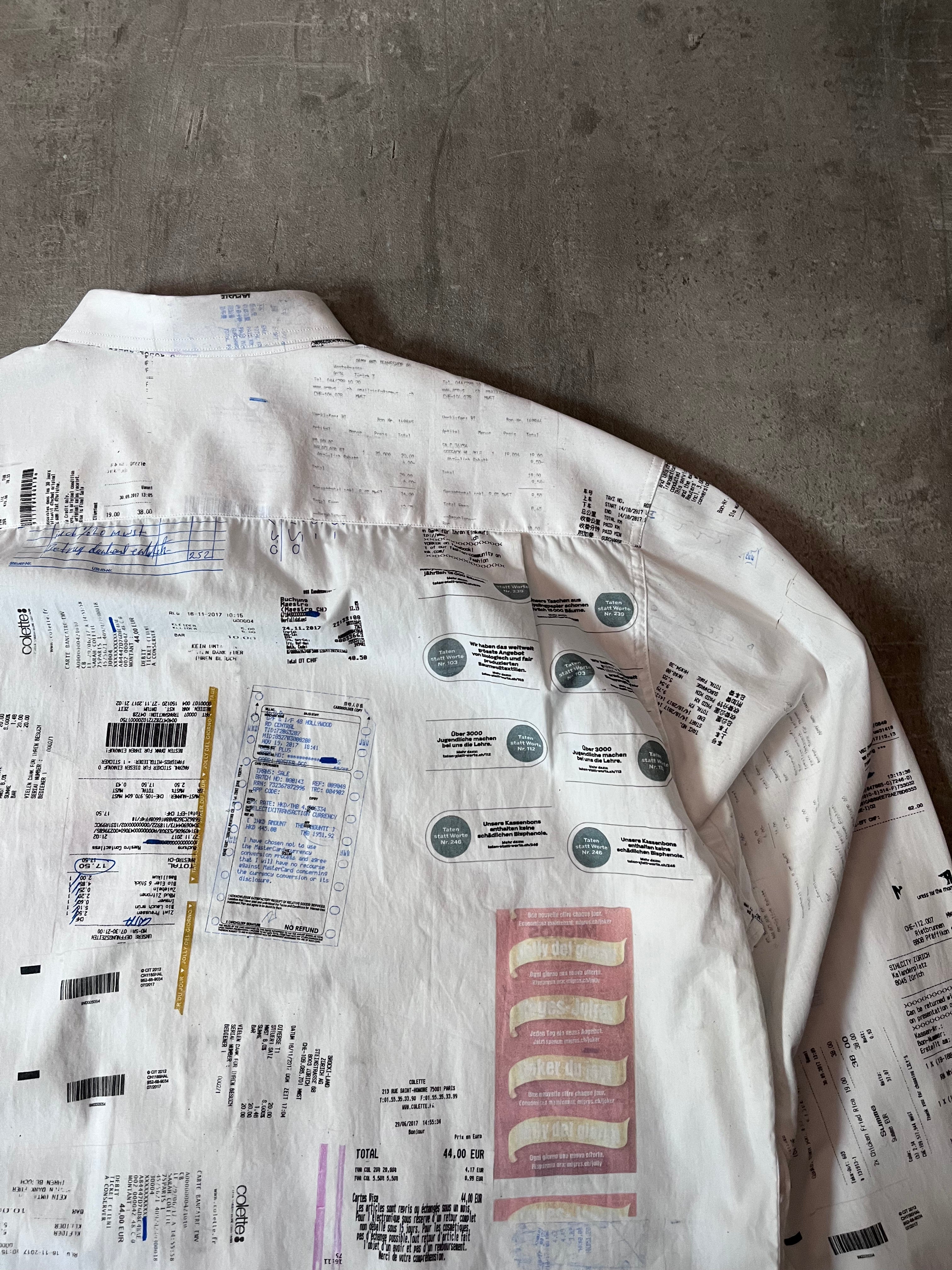 F/W 2019 Vetements Receipt All Over Print Shirt White Men - M