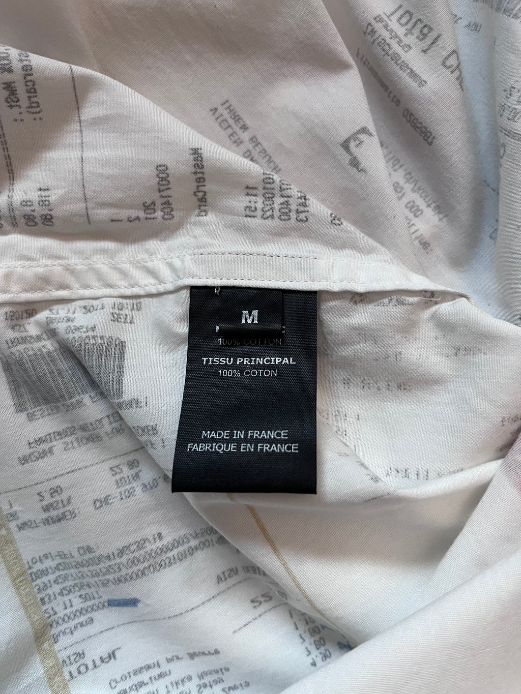 F/W 2019 Vetements Receipt All Over Print Shirt White Men - M