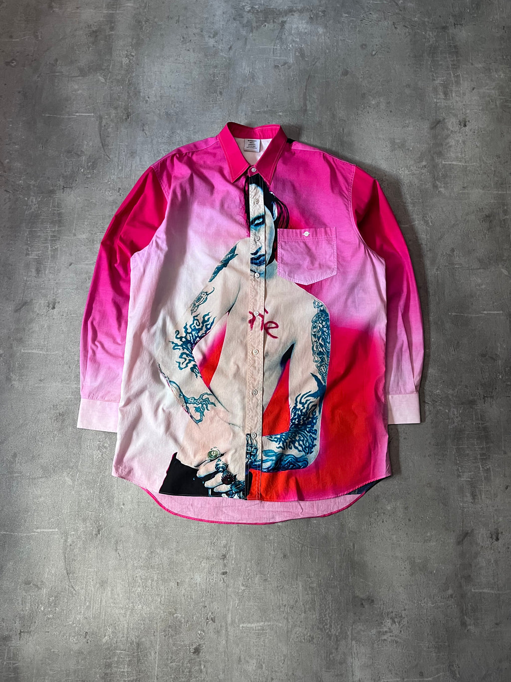 F/W 2018 Vetements Marilyn Manson All Over Print Shirt Pink Men - L