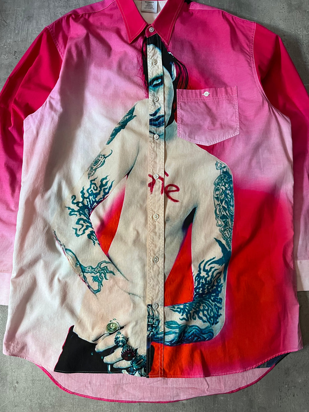 F/W 2018 Vetements Marilyn Manson All Over Print Shirt Pink Men - L
