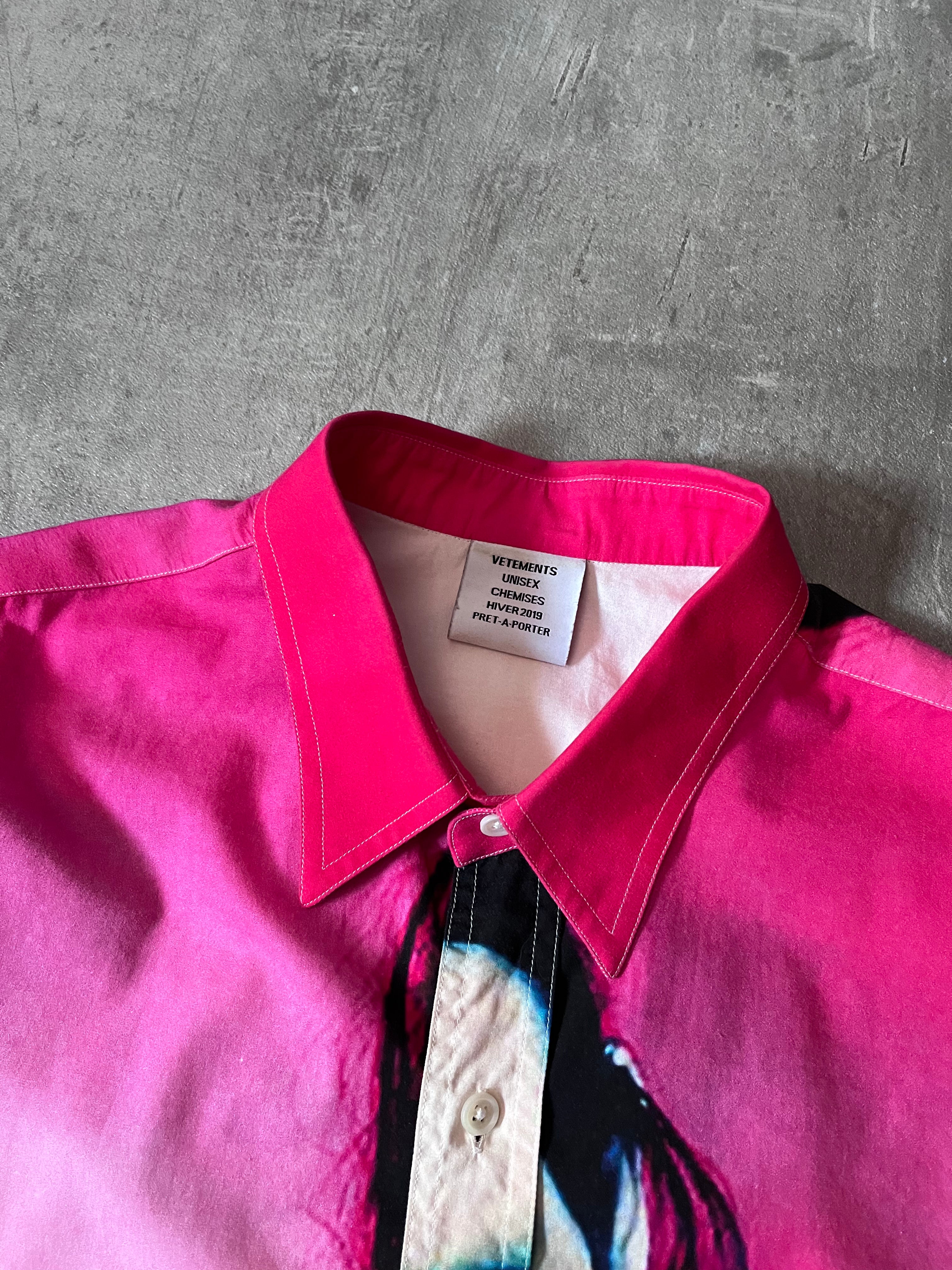 F/W 2018 Vetements Marilyn Manson All Over Print Shirt Pink Men - L