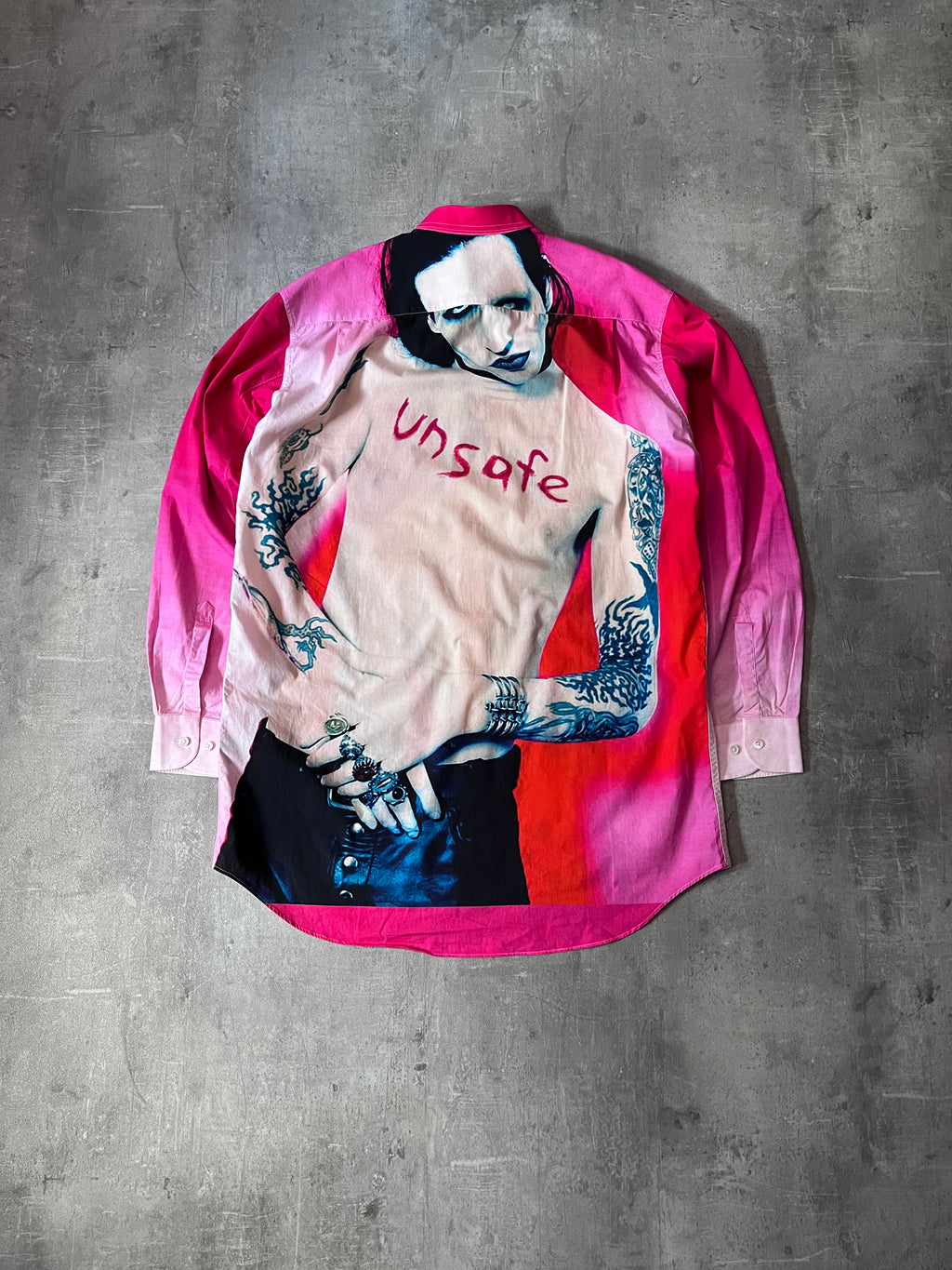 F/W 2018 Vetements Marilyn Manson All Over Print Shirt Pink Men - L