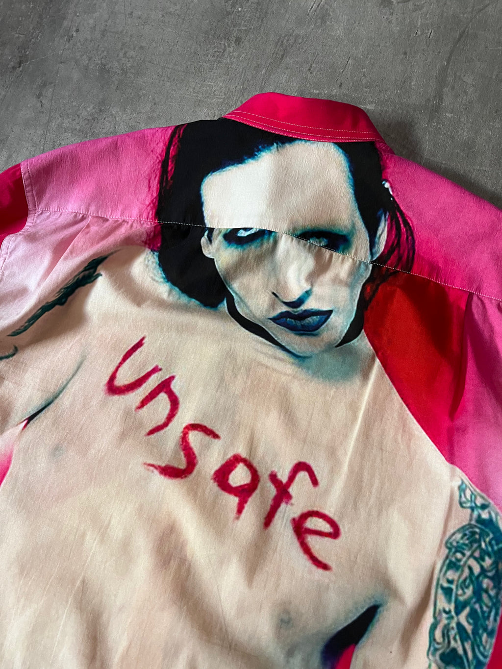 F/W 2018 Vetements Marilyn Manson All Over Print Shirt Pink Men - L