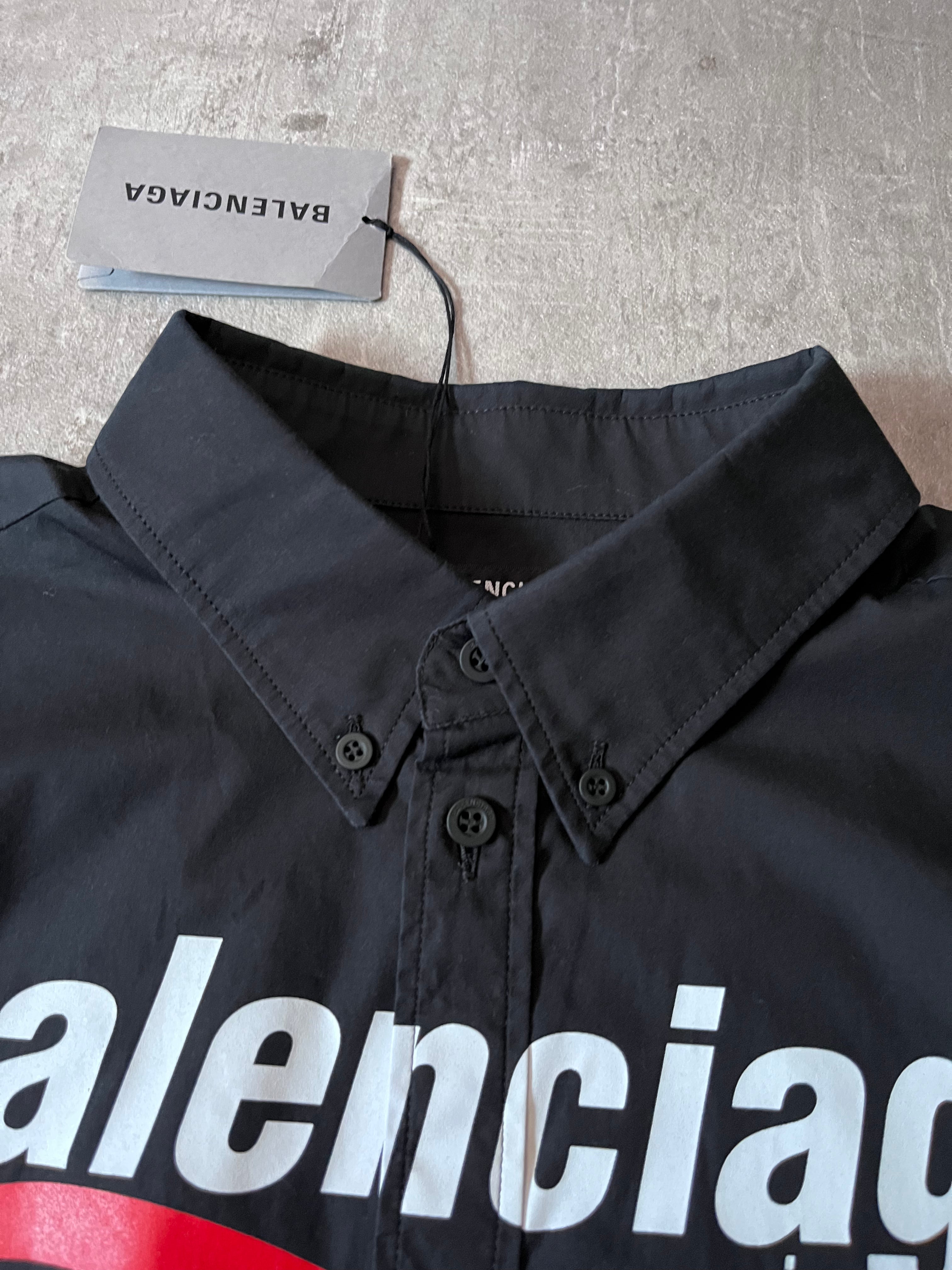 F/W 2021 Balenciaga Recycling Eco Logo Print Shirt Black Men - M
