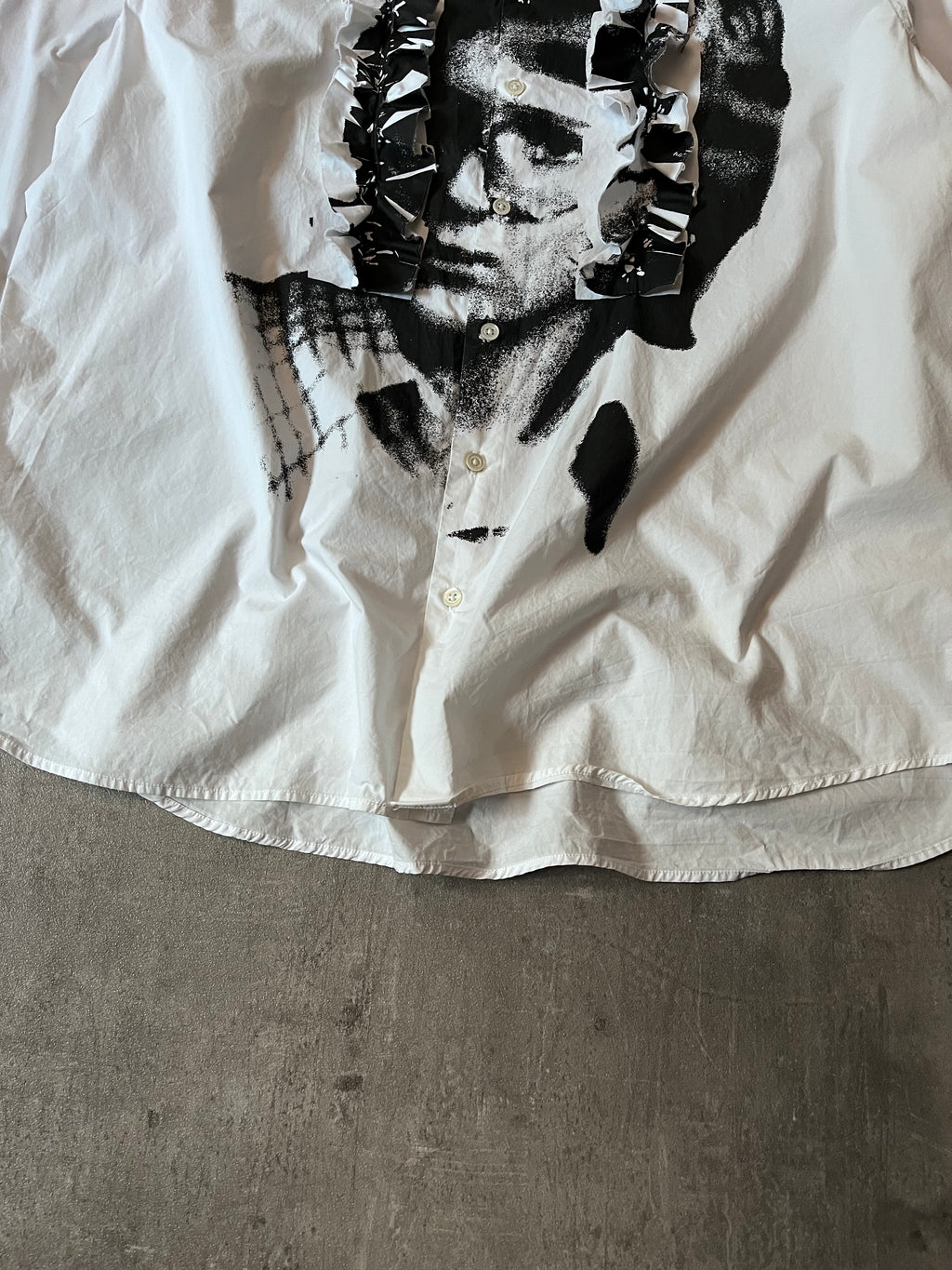 S/S 2021 Raf Simons Portrait With Ruffles Shirt White Men - S