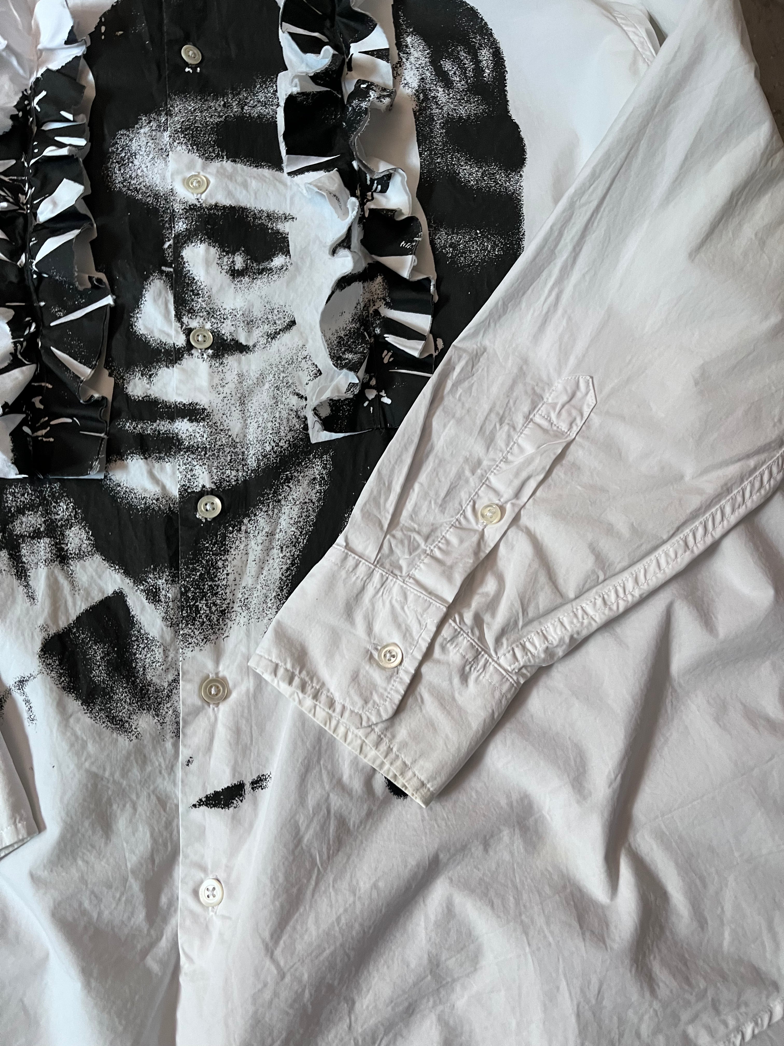 S/S 2021 Raf Simons Portrait With Ruffles Shirt White Men - S