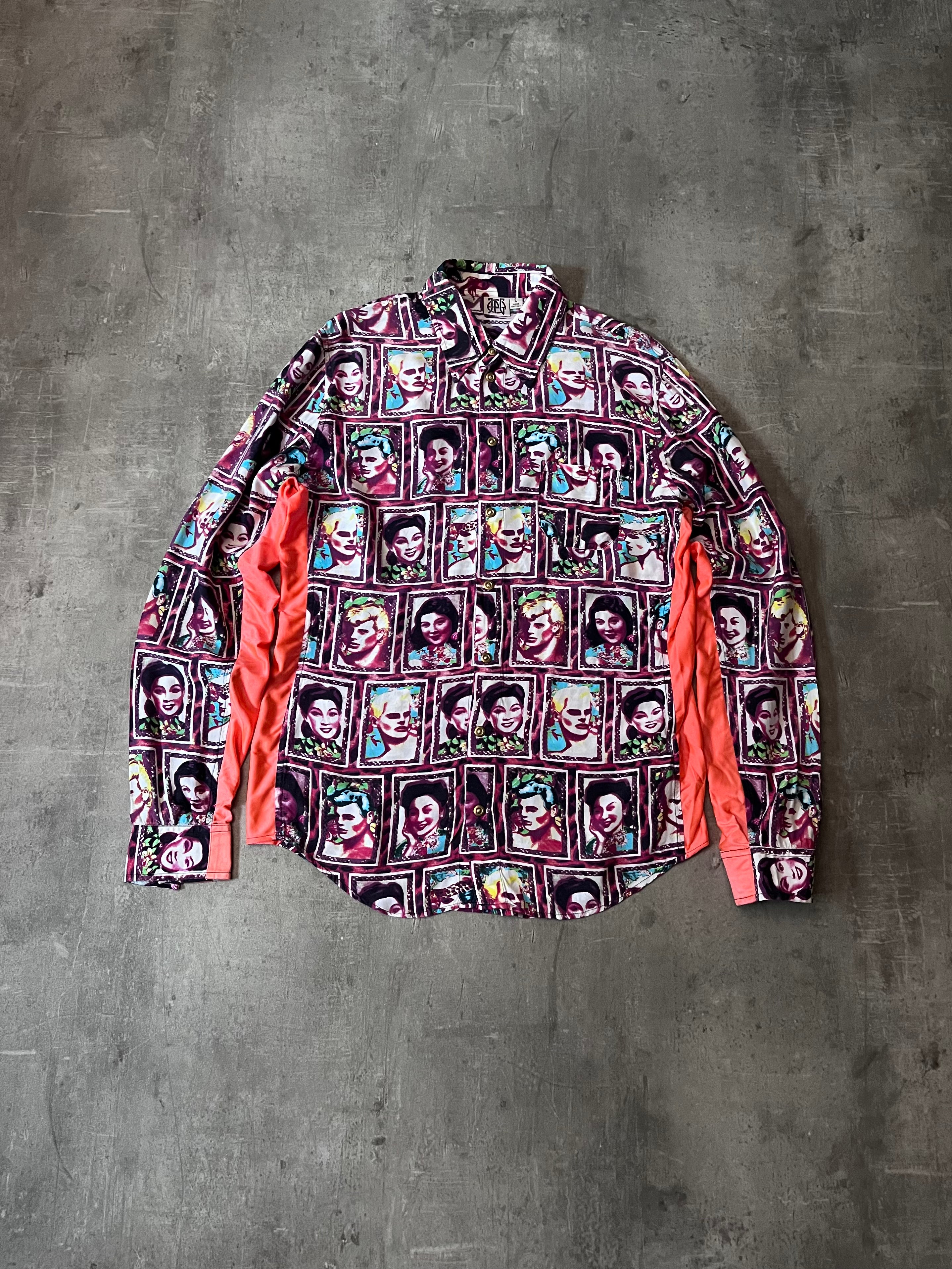 Jean Paul Gaultier 90s Vintage All Over Portraits Print Shirt Multicolor Men - L