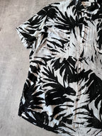 S/S 2016 Saint Laurent Paris Palm Tree Print Hawaiian Short Sleeve Shirt White Black Men - M