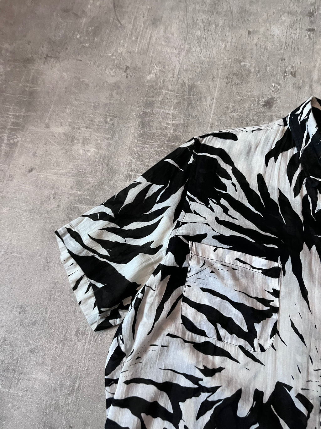 S/S 2016 Saint Laurent Paris Palm Tree Print Hawaiian Short Sleeve Shirt White Black Men - M
