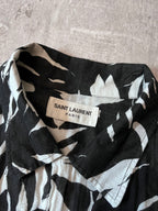 S/S 2016 Saint Laurent Paris Palm Tree Print Hawaiian Short Sleeve Shirt White Black Men - M