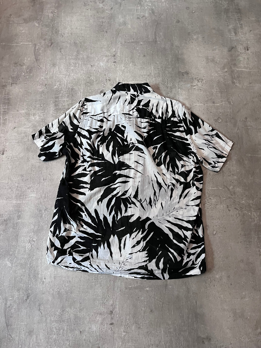 S/S 2016 Saint Laurent Paris Palm Tree Print Hawaiian Short Sleeve Shirt White Black Men - M
