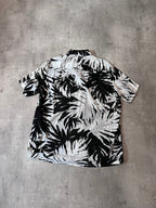 S/S 2016 Saint Laurent Paris Palm Tree Print Hawaiian Short Sleeve Shirt White Black Men - M