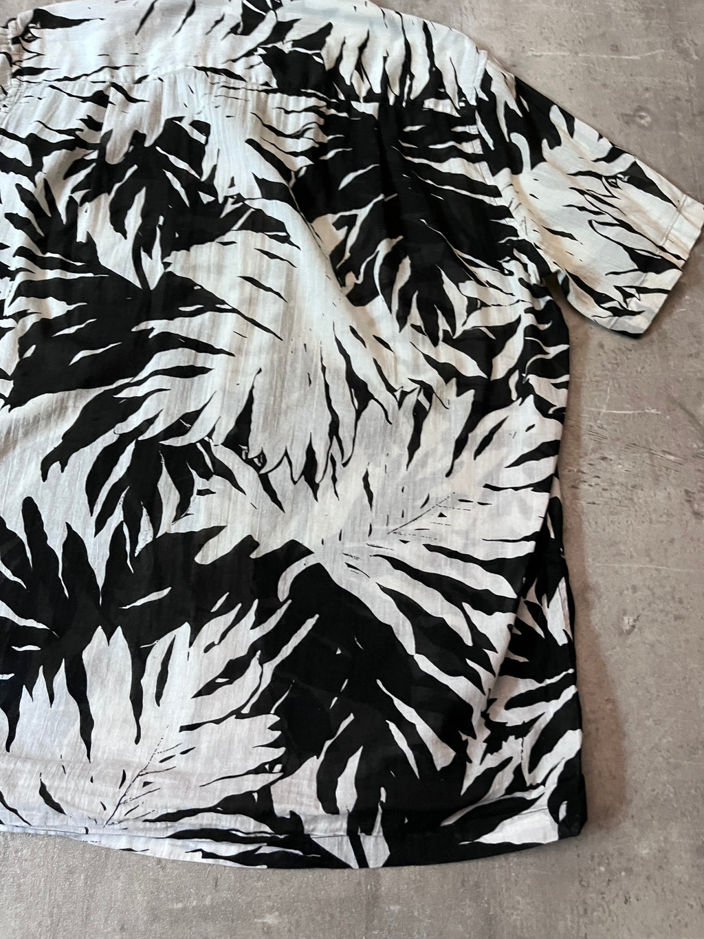 S/S 2016 Saint Laurent Paris Palm Tree Print Hawaiian Short Sleeve Shirt White Black Men - M